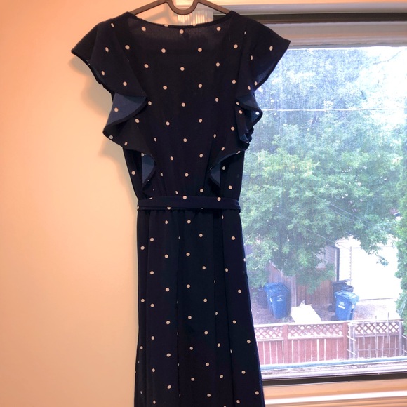 Pink Blush Navy Polkadot Maternity Dress - Picture 2 of 4